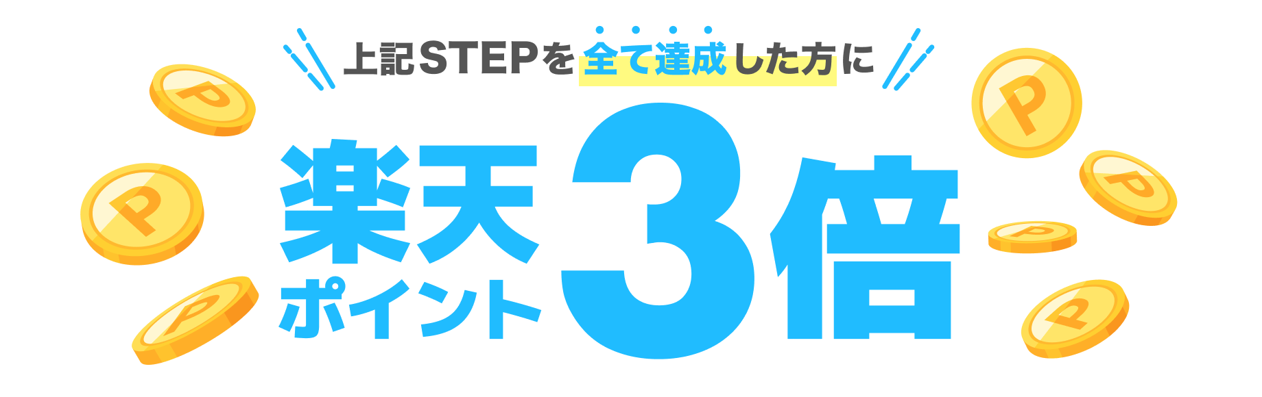 上記STEPを全て達成した方に楽天ポイント3倍